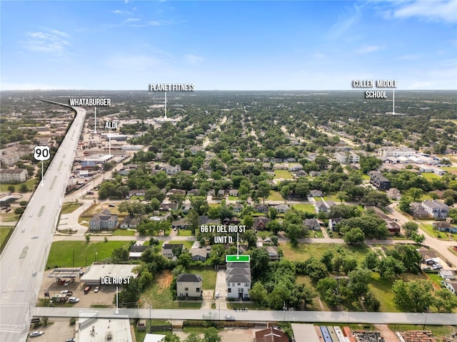 6617 Del Rio St Unit D, Houston, TX 77021 - aerial view of property and surrounding area with property parcel outlined