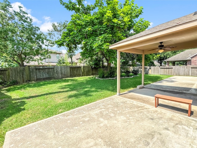 16019 Rustlers Trail Ln, Cypress, TX 77429 - view of yard with ceiling fan and a patio area