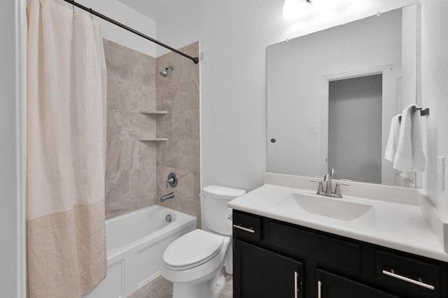 3921 Enchanted Timbers Ln, Spring, TX 77386 - full bathroom featuring toilet, vanity, and shower / bath combination with curtain