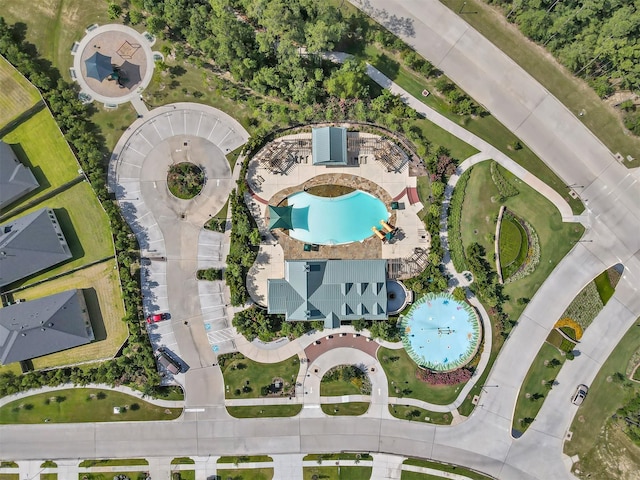 3921 Enchanted Timbers Ln, Spring, TX 77386 - drone / aerial view of a pool area