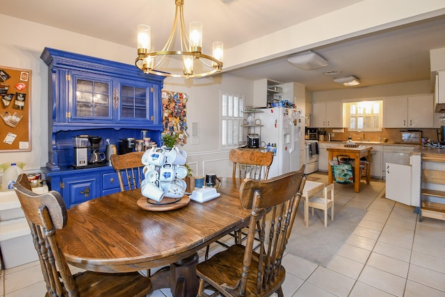 5423 Willow Creek Way, Houston, TX 77017 - dining space featuring a chandelier and light tile patterned floors