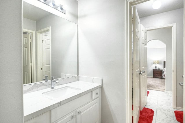 8507 Marchelle Ln, Spring, TX 77379 - bathroom featuring marble finish floors and vanity
