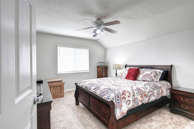 8507 Marchelle Ln, Spring, TX 77379 - carpeted bedroom featuring vaulted ceiling, ceiling fan, and baseboards