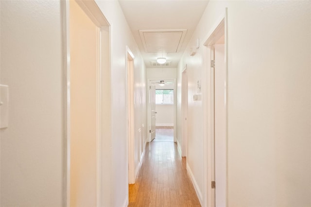 10907 Overlea Dr, Houston, TX 77089 - corridor with attic access and light wood-style floors