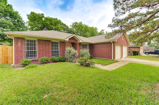 24014 Whitefield Ln, Katy, TX 77493 - ranch-style house featuring brick siding, an attached garage, driveway, and a shingled roof