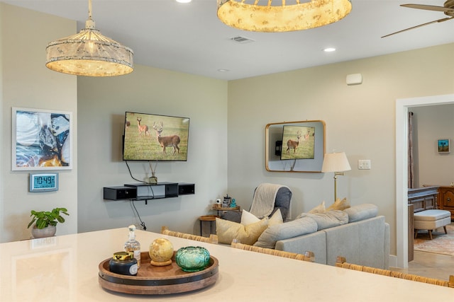 5292 Horseshoe Dr, Anderson, TX 77830 - living area with recessed lighting and a ceiling fan