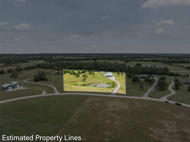 5292 Horseshoe Dr, Anderson, TX 77830 - aerial view of sparsely populated area featuring a large body of water and property parcel outlined