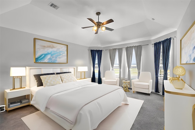 5803 Platinum Lakes Ct, Rosenberg, TX 77469 - bedroom featuring carpet, a ceiling fan, and lofted ceiling