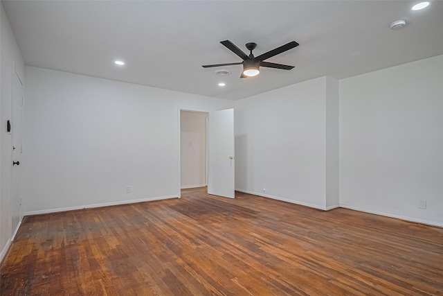 1029 Dolly Wright St, Houston, TX 77088 - unfurnished room with wood-type flooring, ceiling fan, a smoke detector, baseboards, and recessed lighting