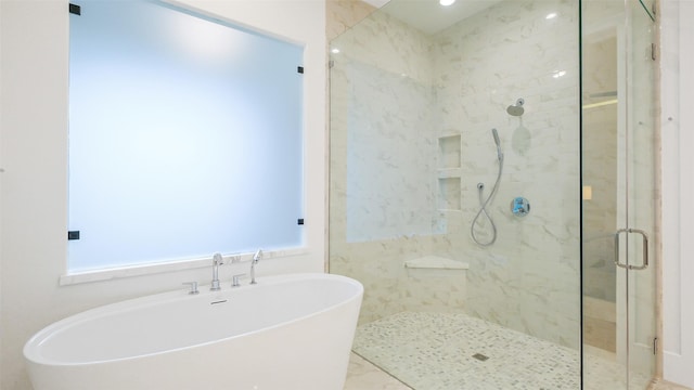 1410 Indiana St, Houston, TX 77006 - bathroom featuring a stall shower and a freestanding tub