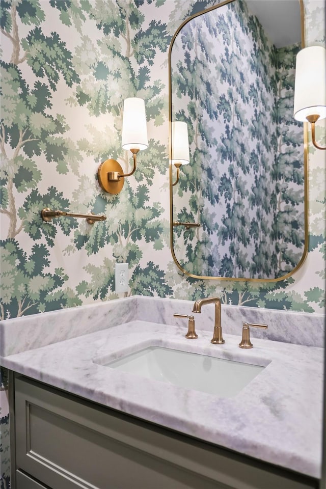1732 Libbey Dr, Houston, TX 77018 - bathroom featuring wallpapered walls and vanity