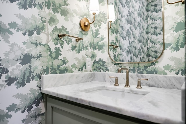 1732 Libbey Dr, Houston, TX 77018 - bathroom featuring wallpapered walls and vanity