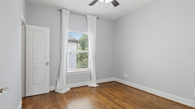 1415 W 21st St Unit A, Houston, TX 77008 - spare room with ceiling fan, wood finished floors, and baseboards