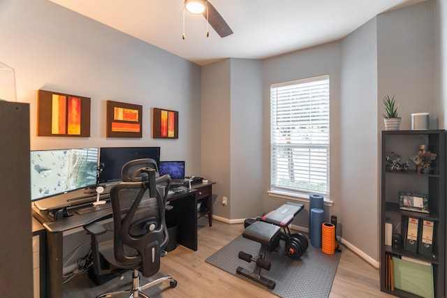 6607 Lake Woodlands Dr Unit 312, The Woodlands, TX 77382 - office space with ceiling fan, light wood-type flooring, and baseboards