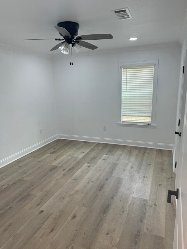 4120 Buffalo St, Beaumont, TX 77703 - empty room with crown molding, a ceiling fan, wood finished floors, and baseboards