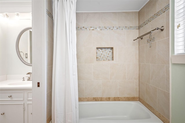 707 Center Hill Dr, Houston, TX 77079 - bathroom with vanity and shower / tub combo