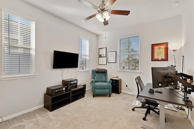 5514 Oriente Ln, Houston, TX 77023 - office space featuring carpet, a ceiling fan, and baseboards