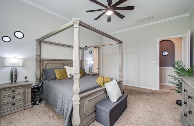 3111 Jane Way, Richmond, TX 77406 - carpeted bedroom featuring crown molding, ceiling fan, and baseboards