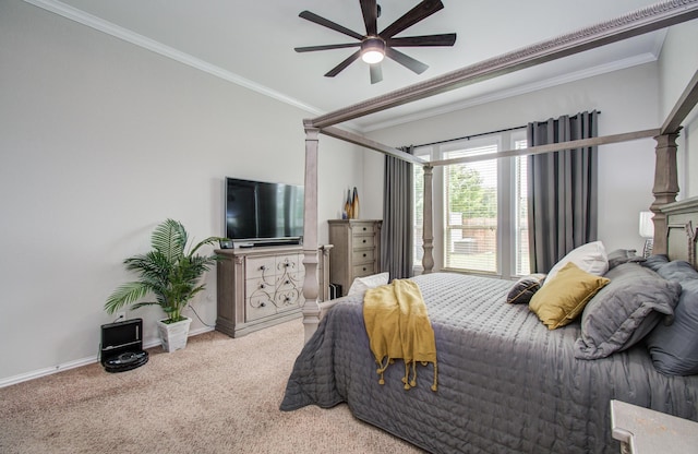 3111 Jane Way, Richmond, TX 77406 - bedroom with baseboards, crown molding, carpet, and ceiling fan