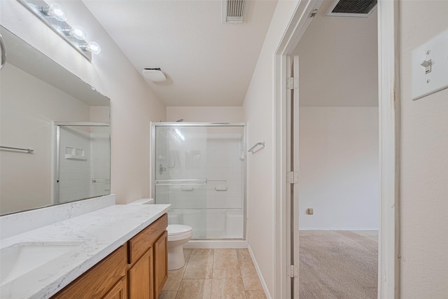 427 Sunset Colony Dr, Rosharon, TX 77583 - bathroom with a shower stall, vanity, and toilet