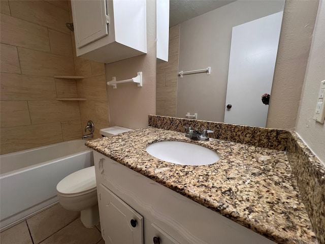 958 Grand Junction Dr, Katy, TX 77450 - bathroom featuring toilet, vanity, shower / bath combination, and tile patterned floors