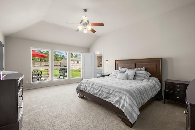 31870 Forest Park Trl, Conroe, TX 77385 - carpeted bedroom featuring lofted ceiling and ceiling fan
