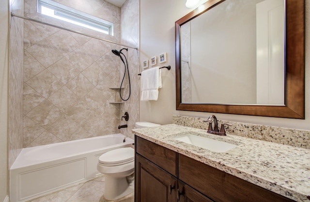 31297 New Forest Park Ln, Spring, TX 77386 - bathroom with vanity, washtub / shower combination, and tile patterned flooring