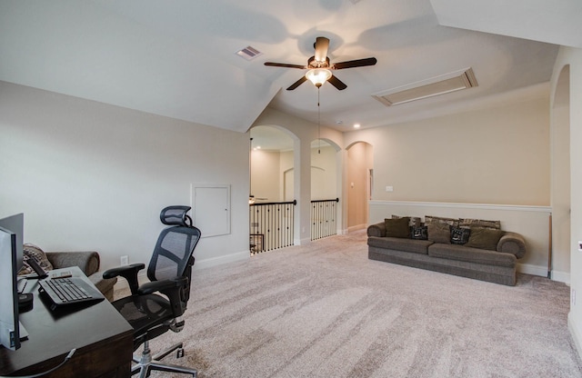 31297 New Forest Park Ln, Spring, TX 77386 - carpeted office with ceiling fan and arched walkways