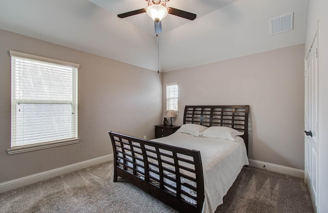 31297 New Forest Park Ln, Spring, TX 77386 - carpeted bedroom featuring vaulted ceiling and a ceiling fan