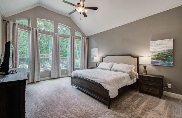 31297 New Forest Park Ln, Spring, TX 77386 - carpeted bedroom with lofted ceiling and ceiling fan