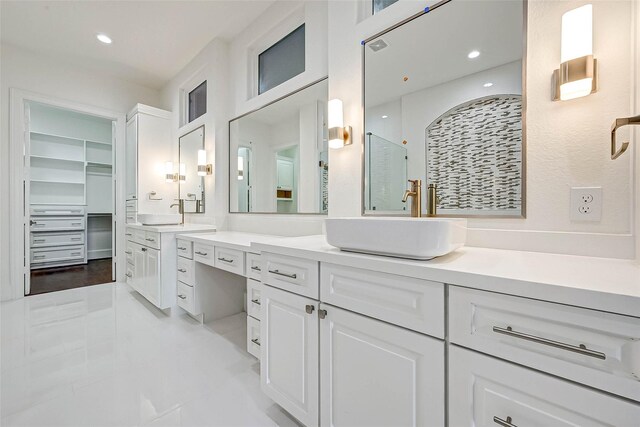 825 W 16th St Unit A, Houston, TX 77008 - bathroom with tile patterned floors, vanity, recessed lighting, and a spacious closet