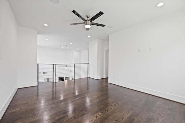 2310 Althea Dr, Houston, TX 77018 - unfurnished living room with ceiling fan, recessed lighting, baseboards, and wood finished floors