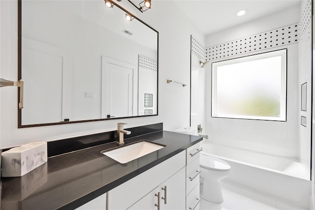 2310 Althea Dr, Houston, TX 77018 - bathroom featuring toilet, shower / bath combination, and vanity