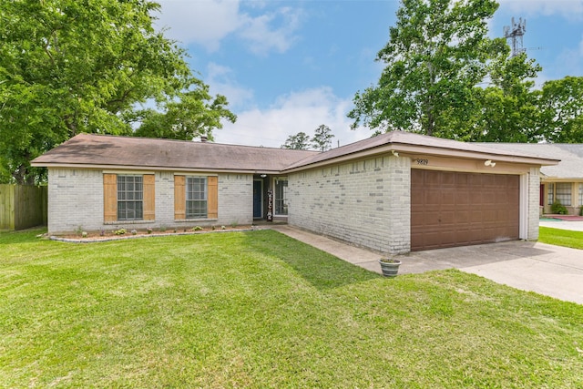 9819 Orangevale Dr, Spring, TX 77379 - ranch-style home with a garage, brick siding, and concrete driveway