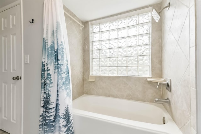 9819 Orangevale Dr, Spring, TX 77379 - bathroom featuring shower / tub combo with curtain