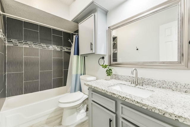 9819 Orangevale Dr, Spring, TX 77379 - bathroom with vanity, toilet, and shower / tub combo