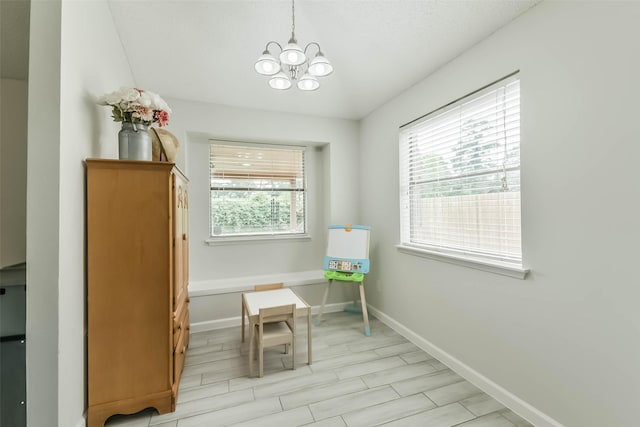 9819 Orangevale Dr, Spring, TX 77379 - sitting room featuring a chandelier, baseboards, and wood finish floors