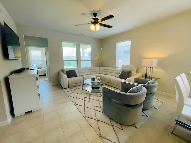 7927 Tindarey Maple Trce, Richmond, TX 77407 - living room featuring ceiling fan and baseboards
