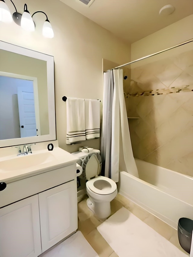 7927 Tindarey Maple Trce, Richmond, TX 77407 - full bathroom with toilet, shower / tub combo, vanity, and tile patterned floors