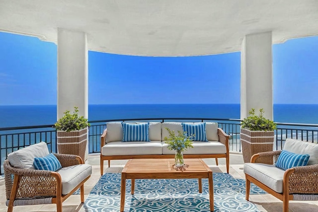 801 E Beach Dr Unit Tw2806, Galveston, TX 77550 - balcony with a water view and outdoor lounge area