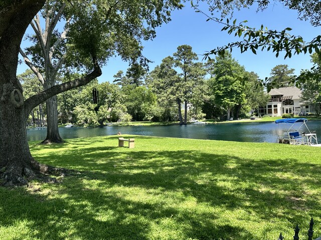 13106 Lookout Mountain Ct, Houston, TX 77069 - view of green lawn featuring a water view