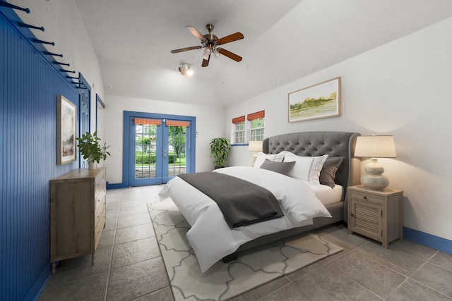 13106 Lookout Mountain Ct, Houston, TX 77069 - bedroom with vaulted ceiling, access to outside, ceiling fan, and french doors