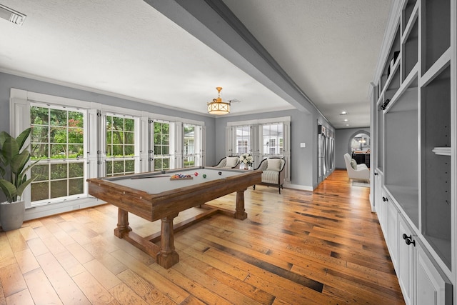 13106 Lookout Mountain Ct, Houston, TX 77069 - game room featuring french doors, hardwood / wood-style floors, recessed lighting, and a textured ceiling