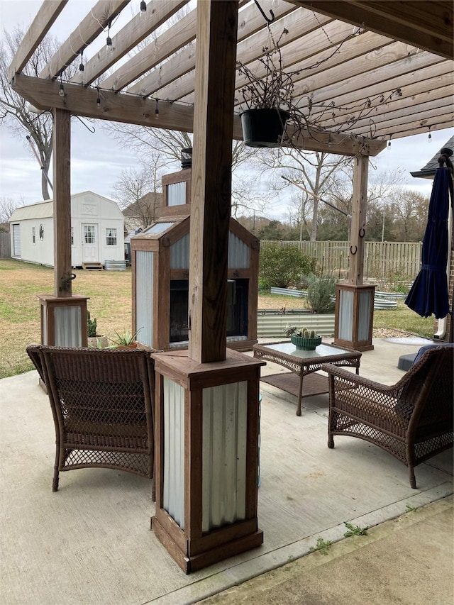 14610 Thunder Bay, Beach City, TX 77523 - view of patio / terrace featuring a pergola and an outdoor structure