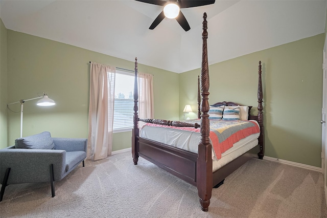 5003 Crystal Wind Ln, Katy, TX 77494 - carpeted bedroom featuring lofted ceiling, baseboards, and a ceiling fan