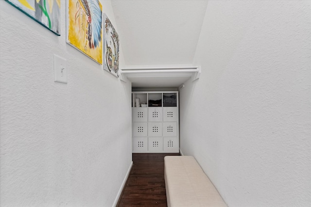 3933 Eagle Nest Lake Ln, Magnolia, TX 77354 - hall with baseboards, wood finished floors, and a textured wall
