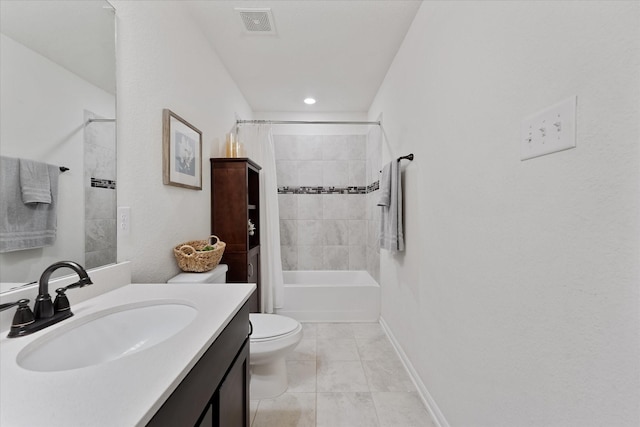 3933 Eagle Nest Lake Ln, Magnolia, TX 77354 - bathroom featuring toilet, vanity, shower / bath combo, and tile patterned floors