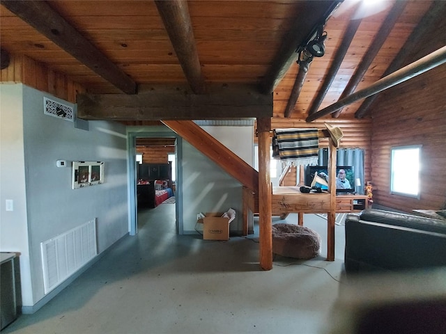 21403 Briar Meadow Rd N, Hempstead, TX 77445 - basement featuring wood ceiling and stairs