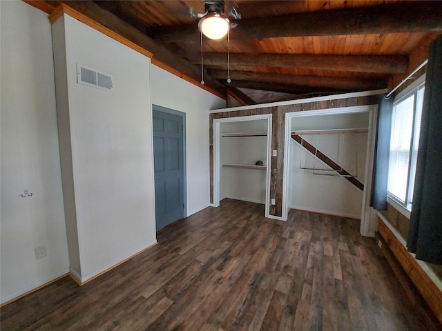 21403 Briar Meadow Rd N, Hempstead, TX 77445 - unfurnished bedroom with multiple windows, wooden ceiling, dark wood-style floors, and baseboards