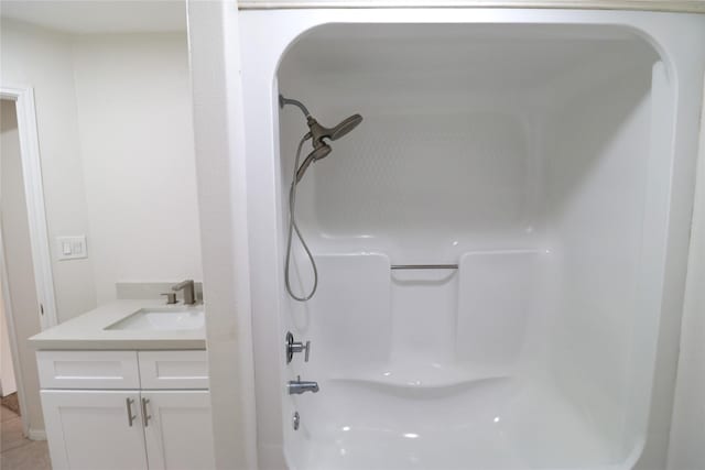110 Bayou Dr, Baytown, TX 77520 - full bathroom with a shower, vanity, tile patterned floors, and a tub